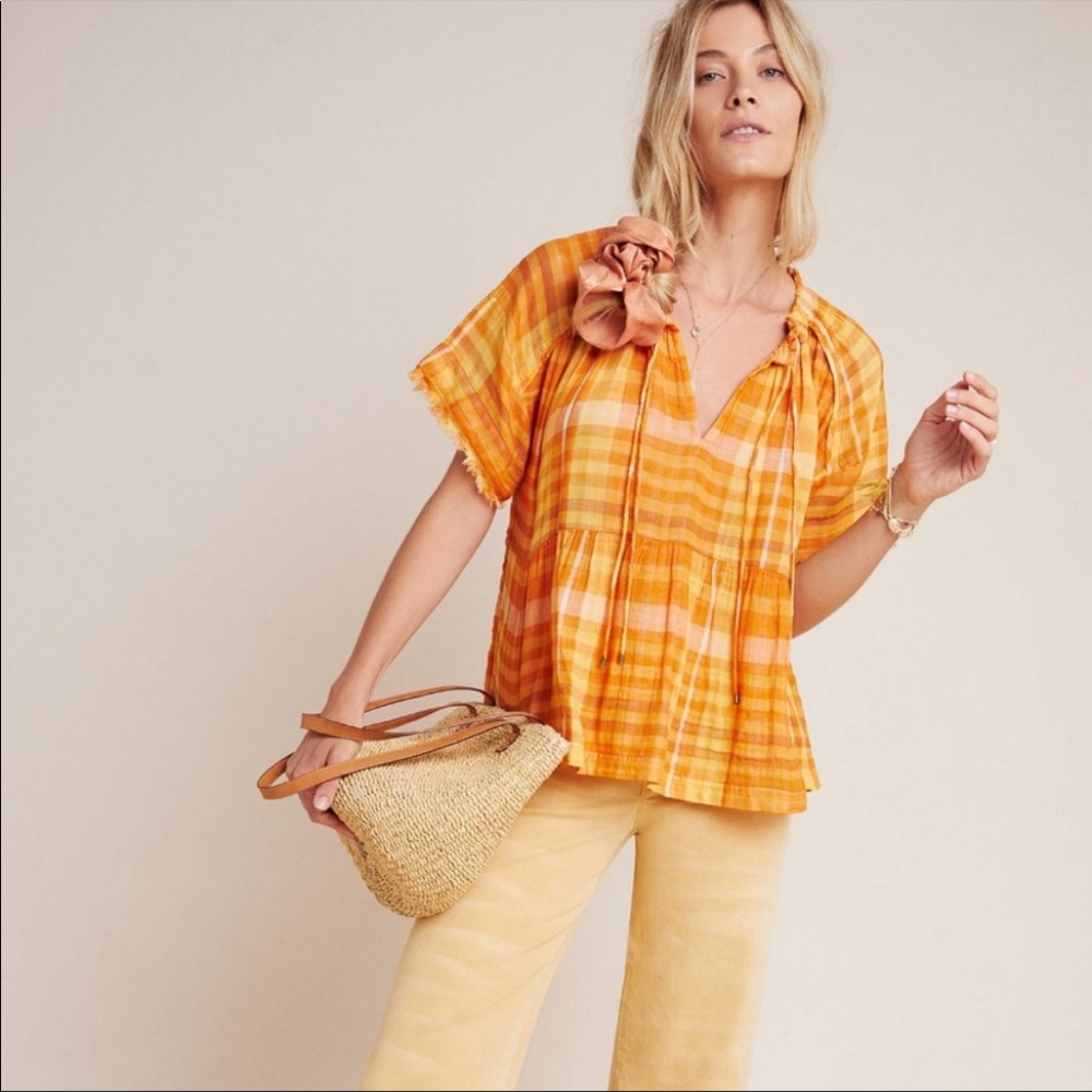 Anthro Plaid Top